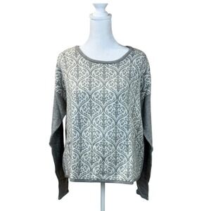 Sundance Sweater Fair Isle Pattern Womens Large Merino Blend Gray Lightweight
